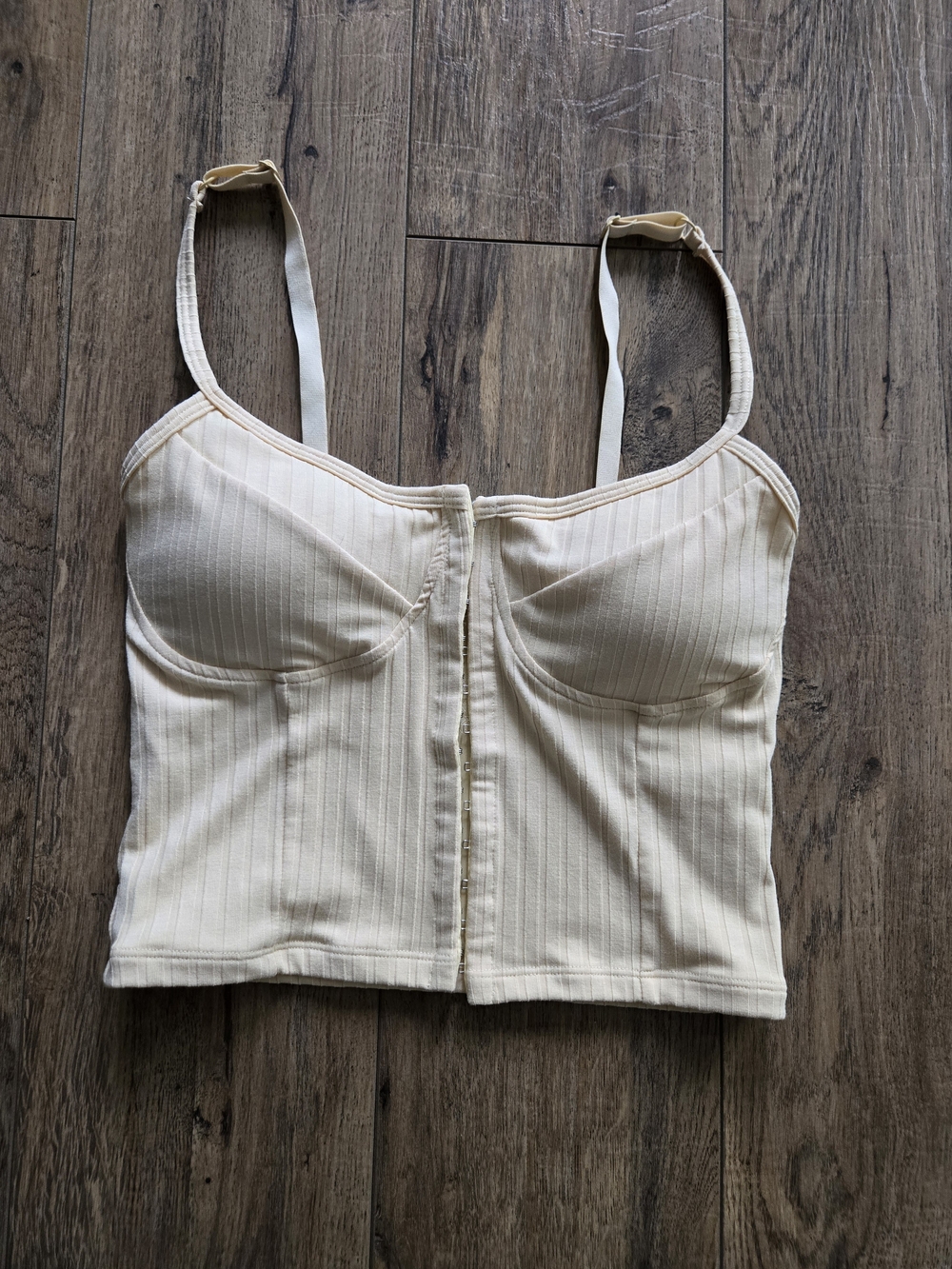 Klassy Network *RARE FIND* Yellow Ribbed Hook-Front Corset Top Size S